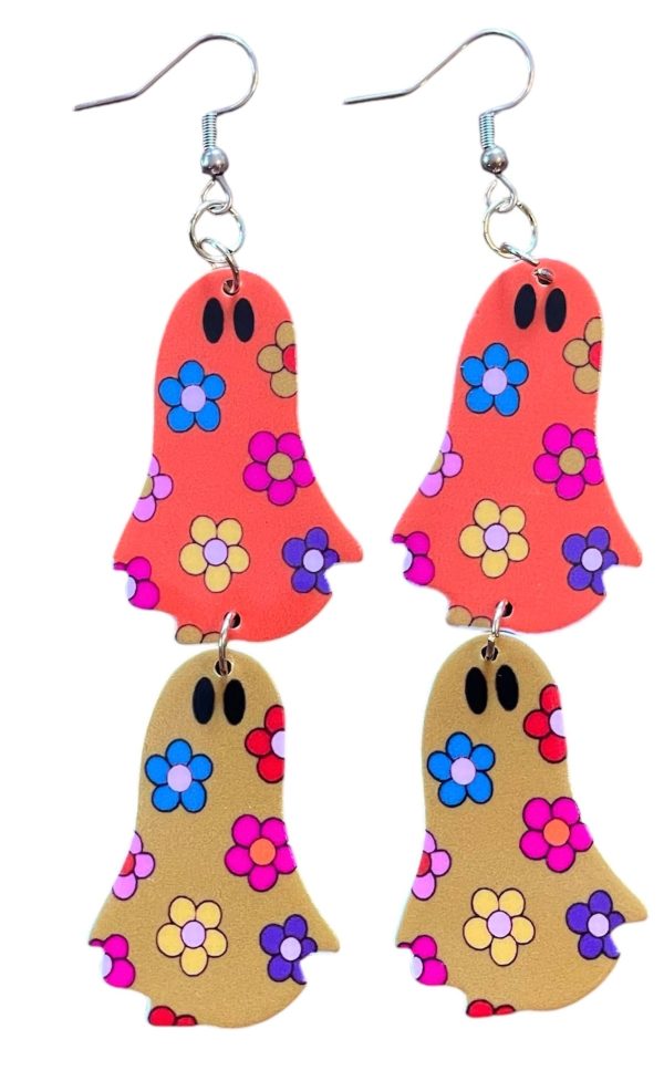 60s Flower Power Sheet Ghost Earrings