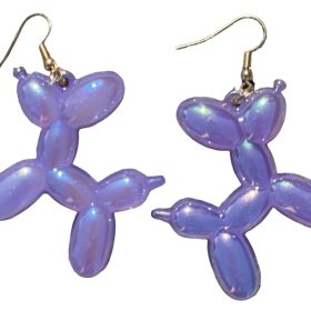 Balloon Dog Blair Purple Iridescent Earrings