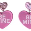 Be Mine Valentine Sweet Hearts Candy Colorful Heart Earrings