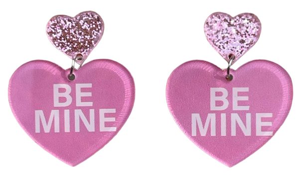 Be Mine Valentine Sweet Hearts Candy Colorful Heart Earrings