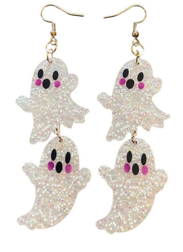 Groovy Glitter Ghost Earrings