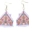 Groovy Gumdrops Gingerbread Christmas House Earrings
