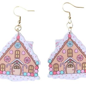 Groovy Gumdrops Gingerbread Christmas House Earrings