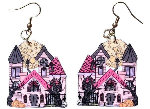 Haunted but Cute Halloween House Earrings