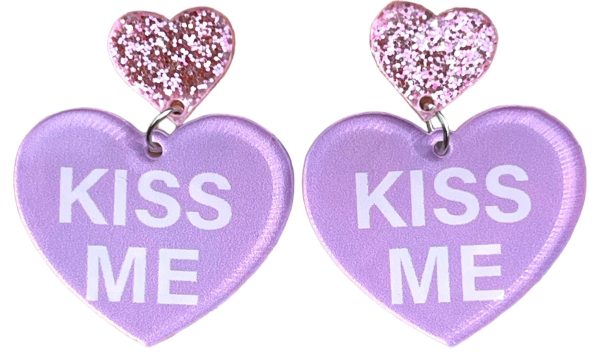 Kiss Me Valentine Sweet Hearts Candy Colorful Heart Earrings