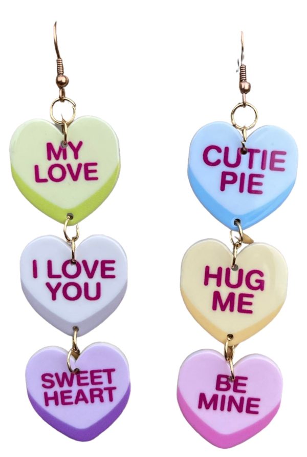 My Sweet Little Candy Conversation Heart Valentine Love Earrings