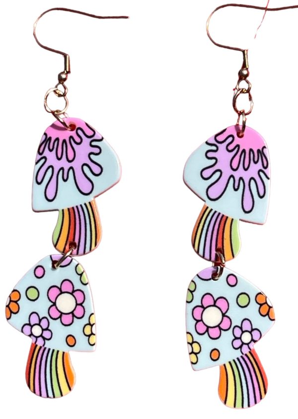 Retro Magic Flower Mushroom Earrings