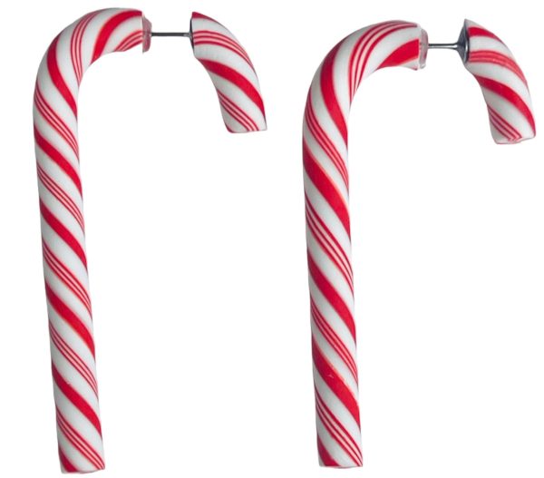 Retro Split Classy Candy Cane Earrings